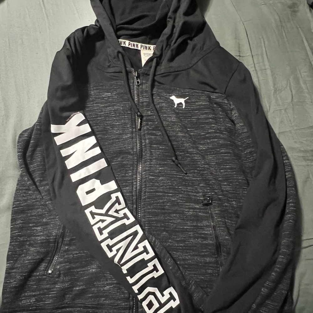 Victoria's Secret PINK Black Zip Up Sweater